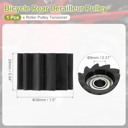 PATIKIL 8mm Serrated Shaped Roller Pulley Tensioner Chain Roller Mini Black - color: Black