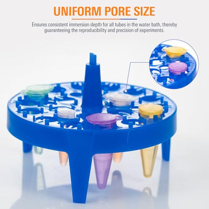 Plastic Round Floating Tube Rack, 8-Well Water Bath Plate, Tube Bracket with Leg for 1.5ml Microcentrifuge Tube, Blue, 1 Pcs - size: 8-Well