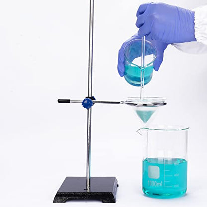 FunChem Lab Stand Set, Stainless Steel Support Stand Chemistry Set with Rod (22.4 inch L), 4 Prong Adjust Swivel Clamp, Retort Ring and 2 Boss Heads