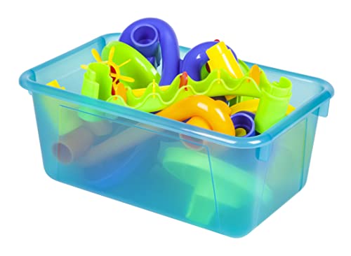 Storex Small Cubby Bin, 12.2 x 7.8 x 5.1 Inches, Candy Teal, 5-Pack (62480U05C) - color: Tint Teal, style: Bin Only