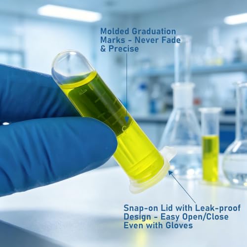50pcs 5ml Plastic Test Tubes with Scale & Round Bottomed