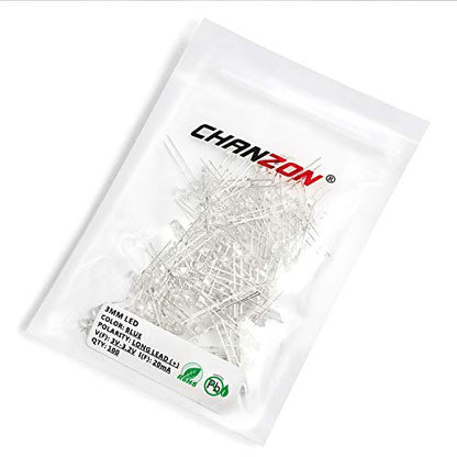 CHANZON 100 pcs 3mm Blue LED Diode Lights (DC 3V 20mA) - color: F) Blue, size: 3mm Round Top