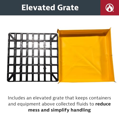 Justrite Collapsible Utility Tray with Plastic Grate, 25.5" x 25.5" x 4" - style: 25.5" x 25.5" with Grate