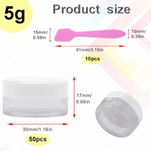 50 Pcs Makeup Sample Containers 3g/5g Sample Containers with Lids Tiny Sample Jars for Skincare Cream Lotion Jewelry Beads DIY Crafts Travel (FZG/5g/Bai) - color: white, size: 5g