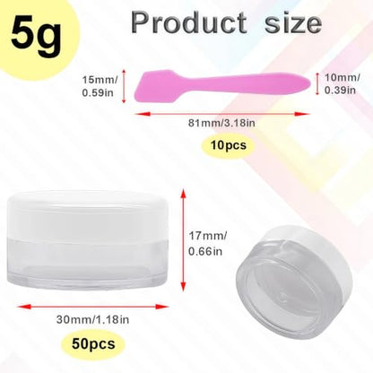 50 Pcs Makeup Sample Containers 3g/5g Sample Containers with Lids Tiny Sample Jars for Skincare Cream Lotion Jewelry Beads DIY Crafts Travel (FZG/5g/Bai) - color: white, size: 5g