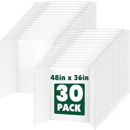 30 Pack White Trifold Poster Board, 36in x 48in Corrugated Project Board - size: 36''x48''-30P