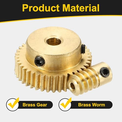 uxcell Worm Gear Set Right Rotation 40T 0.5 Module 1:40 Reduction Rate - size: Gear-4mm, Rod-2mm Bore, style: 0.5M-40T