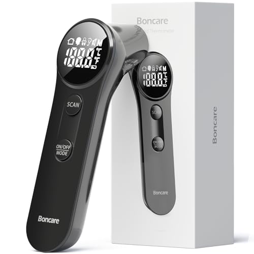 Boncare Thermometer for Adults, Kids, Accurate Digital Forehead Thermometer - color: Black