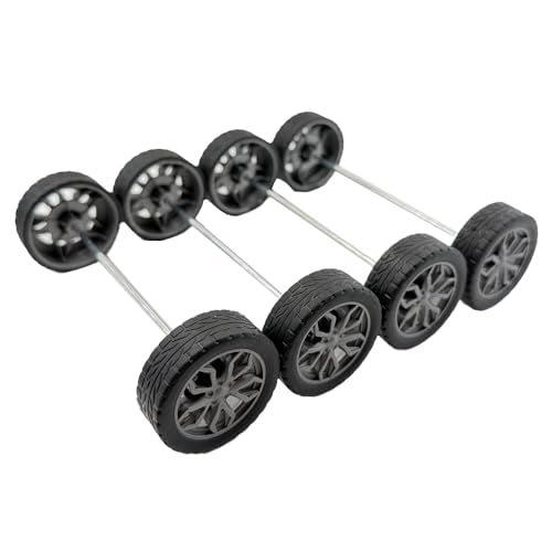 10PCS Model Car Wheels Toy Car Rubber Tire Wheels with Metal Shaft Round Axles for for RC Car Truck Robot DIY Model Toy Wheel Replacement Accessories (2.5x38mm) - style: 2.5x38mm