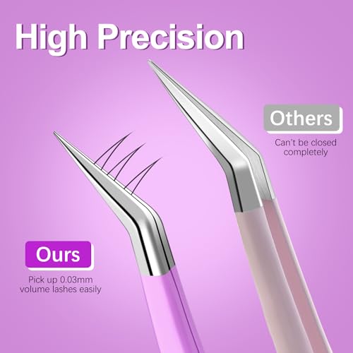 MORGLES Lash Tweezers for Eyelash Extensions, 5 Pcs Eyelash Tweezers - color: White