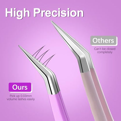 MORGLES Lash Tweezers for Eyelash Extensions, 5 Pcs Eyelash Tweezers - color: White