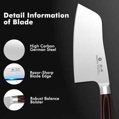 imarku 7 Inch Meat Cleaver, SUS440A Japanese Steel, Ergonomic Handle - color: Coffee Brown