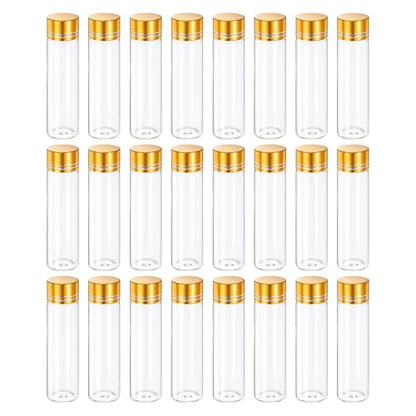 uxcell 24Pcs Small Glass Bottles Vials, 20ml Jars with Gold Aluminum Caps