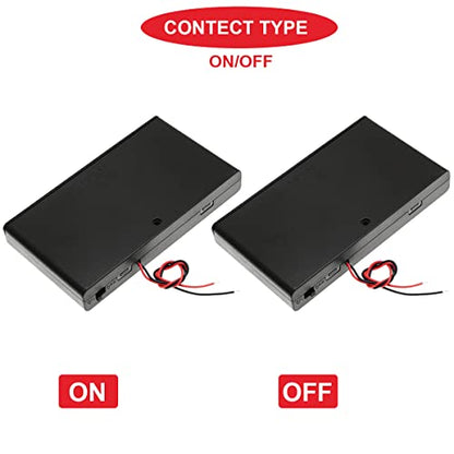 3Pcs 8 AA 12V Thicken Battery Holder Base Box Black Battery Case Holder with ON/Off Switch,Wire,Cover and Mounting Screws,for DIY and dc Equipment - color: G. 8AA Battery Case Holder withSwitch