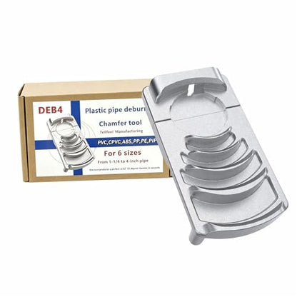 Deburring Tool for Plastic Pipe, Suitable for 6 Pipes Size from 1-1/4 to 4-Inch,PVC Reamer & Chamfer Tool with Sharp Blade 6 Sizes in Creates Smooth Chamfer, Achieve More Uniform Coverage and Adhesion
