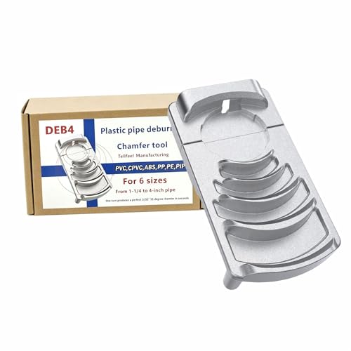 Deburring Tool for Plastic Pipe, Suitable for 6 Pipes Size from 1-1/4 to 4-Inch,PVC Reamer & Chamfer Tool with Sharp Blade 6 Sizes in Creates Smooth Chamfer, Achieve More Uniform Coverage and Adhesion