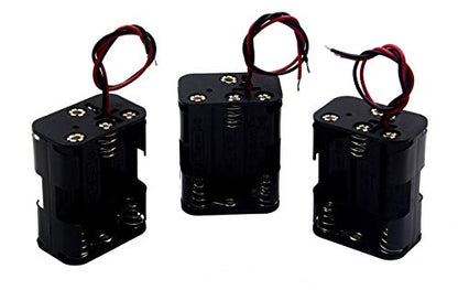 (Pack of 3 6 AA Battery Holder, 9v AA Battery Holder with Leads