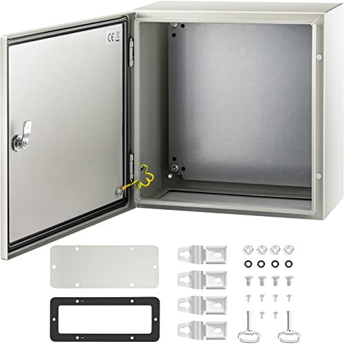 VEVOR NEMA Steel Enclosure, 16 x 16 x 8'' NEMA 4X Steel Electrical Box, IP66 Waterproof & Dustproof, Outdoor/Indoor Electrical Junction Box, with Mounting Plate - size: 16 x 16 x 8