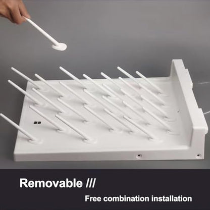 Lab Drying Racks for Lab Glassware and Bottles Wall Mounted Test Tube Dryer Detachable PP Lab Rack White (Small 27pegs) - size: Small 27pegs