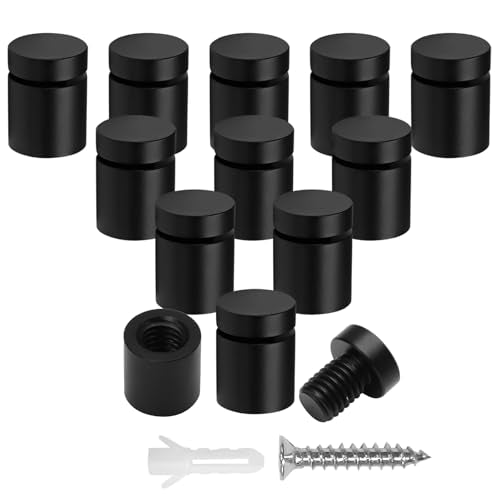 Luomorgo Aluminum Standoff Screws, 1/2" x 1/2", Black, 12 Pcs - color: Black, size: 1/2" x 1/2"