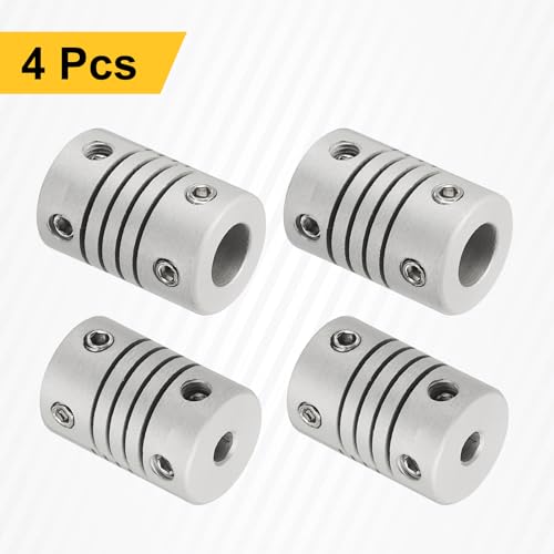 uxcell 4Pcs Flexible Couplings 3mm to 6mm Aluminum Alloy Joint Connector - size: 3mm to 6mm, style: D12 x L18mm