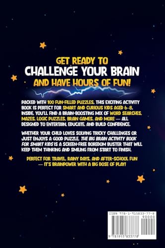 The Big Brain Activity Book for Smart Kids Ages 6–8: 100 Fun-Filled Puzzles, Brain Games, Word Searches & Mazes for Clever Kids (Activity Workbooks for Kids)