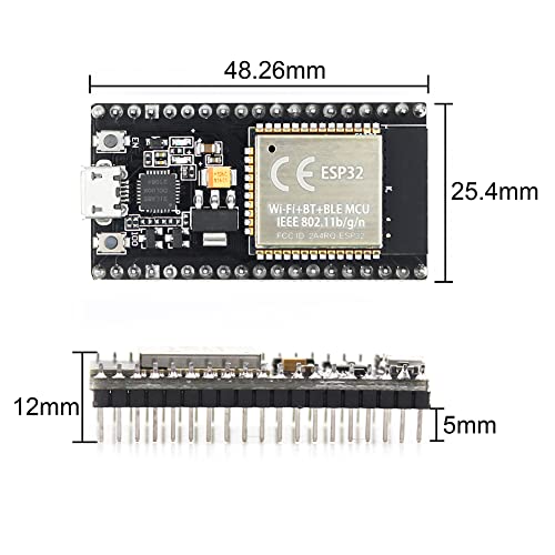 ESP32S ESP32 Development Board 2.4 GHz Dual Core WLAN WiFi + Bluetooth 2-in-1 Microcontroller ESP-WROOM-32 Chip for Arduino (38PIN Narrow Version, 2PCS) - size: 38 PIN