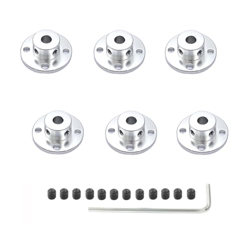 6 Pcs 6mm Flange Shaft Couplings, Aluminum Mounting Hub Flange Shaft Coupling Motor for DIY RC Model Motor - size: 6mm