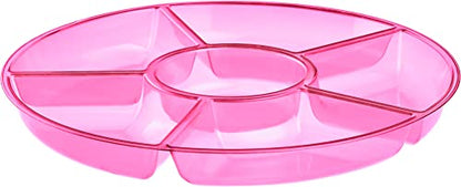 Plasticpro 6 Sectional Round Plastic Serving Tray/Platters Pink Pack of 2 - color: Pink