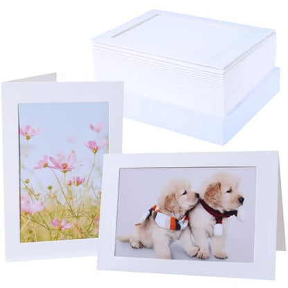 50 Sets Photo Frame Cards with Envelopes 4x6 Paper Picture Frames Bulk - color: White, size: 4X6
