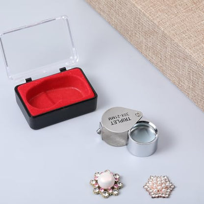 Jewelers Loupe 30x Foldable Hand Lens Eye Loops Magnifier Jewelers Loupe Pocket Magnifying Glass for Detecting Coin Diamonds Gems Jewelry Stamps Antiques