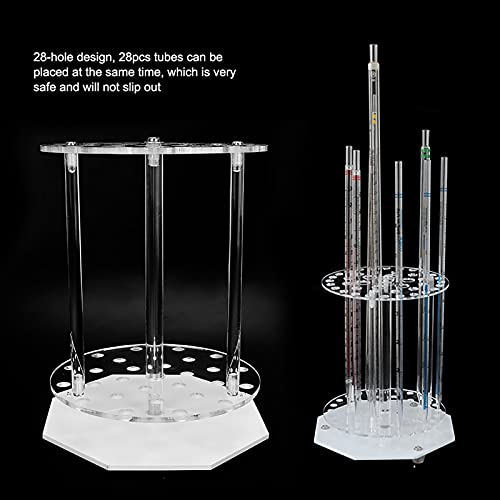 28-Hole Plexiglass Pipette Rack, Round Acrylic Test Tube Stand Holder for Laboratory Workbench, Classroom Science Lab, Sample Tube Storage Organizer