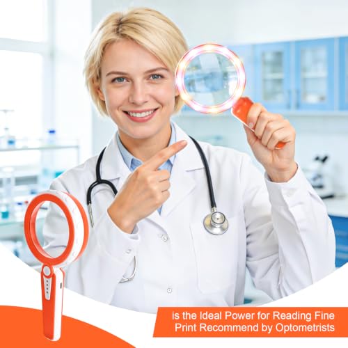 Magnifier with Light, Orange, 4.6-Inch - color: Orange