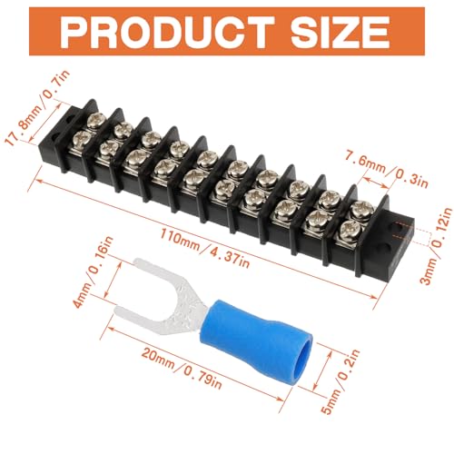 3PCS 10 Circuits Dual Row Screw Terminals Strip with 60PCS Connector - style: 10 Circuits