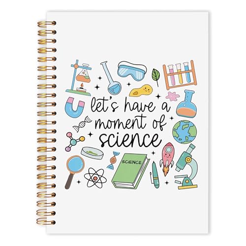 Science Teacher Gifts Notebook Journal, Chemistry Biology Stem Teacher Gifts, Let's Have a Moment of Science Hardcover Spiral Notebook 5.5x8.3 Inch - color: Science Teacher