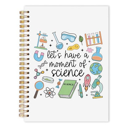 Science Teacher Gifts Notebook Journal, Chemistry Biology Stem Teacher Gifts, Let's Have a Moment of Science Hardcover Spiral Notebook 5.5x8.3 Inch - color: Science Teacher