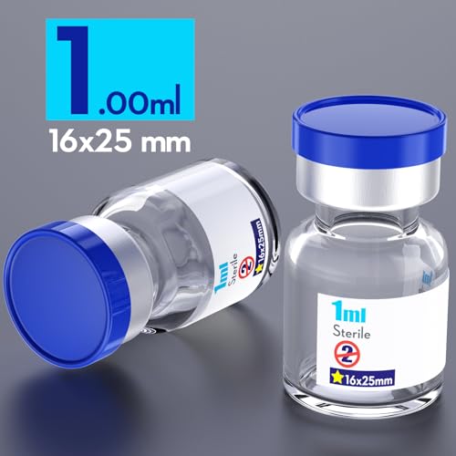 Ks-Tek Sterile Empty Vials with Self Healing Injection Port,with Aluminum plastic Cap,Sterile Package (1ml Clear,10) - size: 1ml Clear