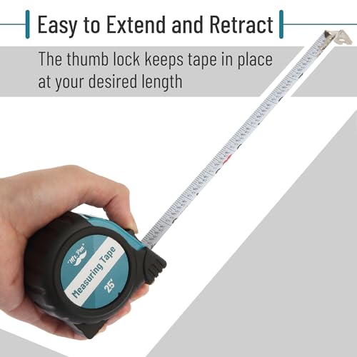 Mr. Pen- Retractable Tape Measure 25 ft, Teal & Black, Easy Read - color: Teal/Black, size: 1 pcs