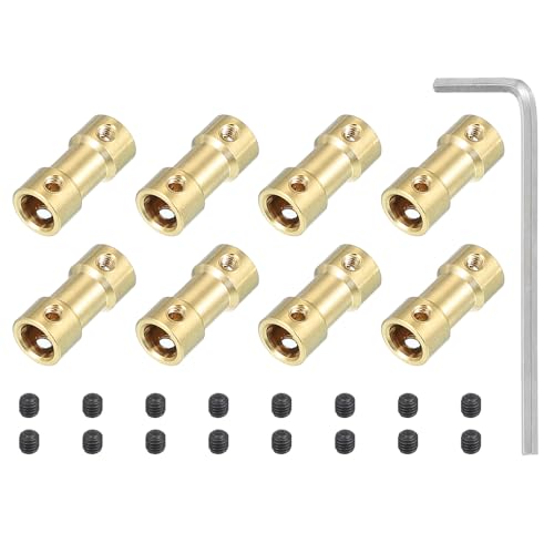 PATIKIL Brass Shaft Coupling Joint 3mm to 6mm, 8 Pcs Motor Shaft Coupler Extension Connector Rigid Sleeve Adapter Transmission Joint with Screws for RC Car Tires Shaft Motor - size: 3mm to 6mm