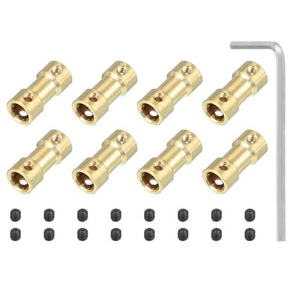PATIKIL Brass Shaft Coupling Joint 3mm to 6mm, 8 Pcs Motor Shaft Coupler Extension Connector Rigid Sleeve Adapter Transmission Joint with Screws for RC Car Tires Shaft Motor - size: 3mm to 6mm