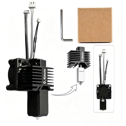 Bambuu Lab X1 X1C Hotend Complete Kit, 0.4MM Hardened Steel Nozzle Full Assembly with Fan, Ceramic Heater, Nozzle, Thermistor, Extruder Heating Block Replacement for Bambu Lab X1 Series 3D Printer