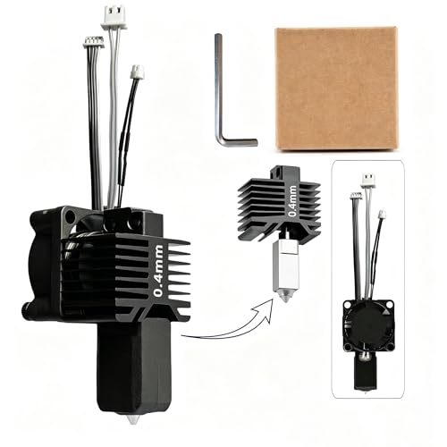 Bambuu Lab X1 X1C Hotend Complete Kit, 0.4MM Hardened Steel Nozzle Full Assembly with Fan, Ceramic Heater, Nozzle, Thermistor, Extruder Heating Block Replacement for Bambu Lab X1 Series 3D Printer