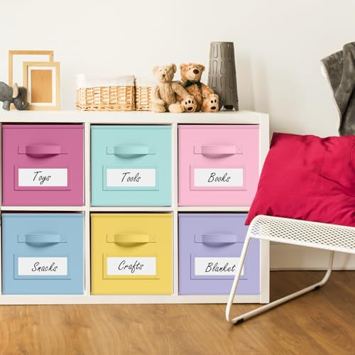 10 Pack Fabric Storage Cubes with Label 13" Collapsible Cube Bins, Macaroon - color: Macaroon, size: 13 Inch