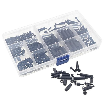 M3 Black Nylon Hex Male-Female Standoffs Screws Nuts Kit - size: 260PCS/M3(Black)