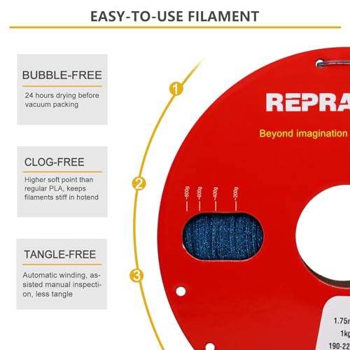 RepRapper Glitter Glow in The Dark Blue 3D Printer Filament, Shiny Galaxy 1KG PLA Filament (2.2lbs) 1.75mm, Sparkle Laser Series 3D Printing Filament for 3D Printer - color: 1 Glitter Glow Blue 1kg