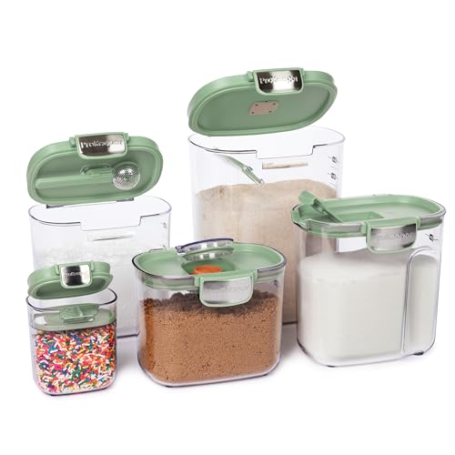 ProKeeper+ Airtight Food Storage Container Set – Clear Plastic Flour and Sugar Canister Set with Magnetic Accessories for Kitchen Organization (Pistachio, 9-Piece) - color: Pistachio, size: 9-Piece
