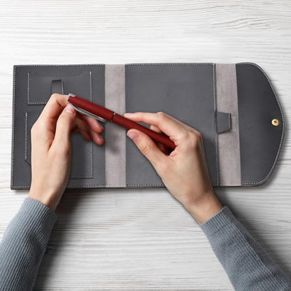 PATIKIL 2Pcs Planner Cover, Leather Notebook Cover for Business Cards Documents Notebook with Pen Holder Phone Pocket Card Slot Secure Button, Blue - color: Blue