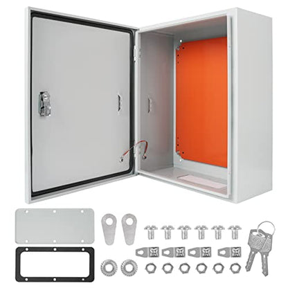 Cold Rolled Steel Electrical Box 20'' x 16'' x 8'' Indoor/Outdoor Thick Electrical Enclosure Box with Mounting Plate IP66 Weatherproof Anti-Rust and Anti-Corrosion (20'' x 16'' x 8'') - size: 20'' x 16'' x 8''