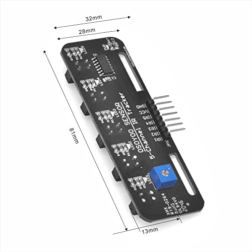 OSOYOO Infrared Line Tracking Sensor Module + 7 Pin 25cm Female to Female Jumper Wire, 5-Channel Infrared IR Line Reflection Tracker Sensor 3.3V-5V, Smart Car Black White Line Detection Tracing
