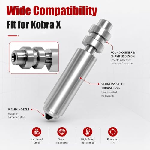 2PCS 0.4mm Hardened Steel Nozzles Fit for Anycubic Kobra X Kobra X Combo - size: 0.4MM